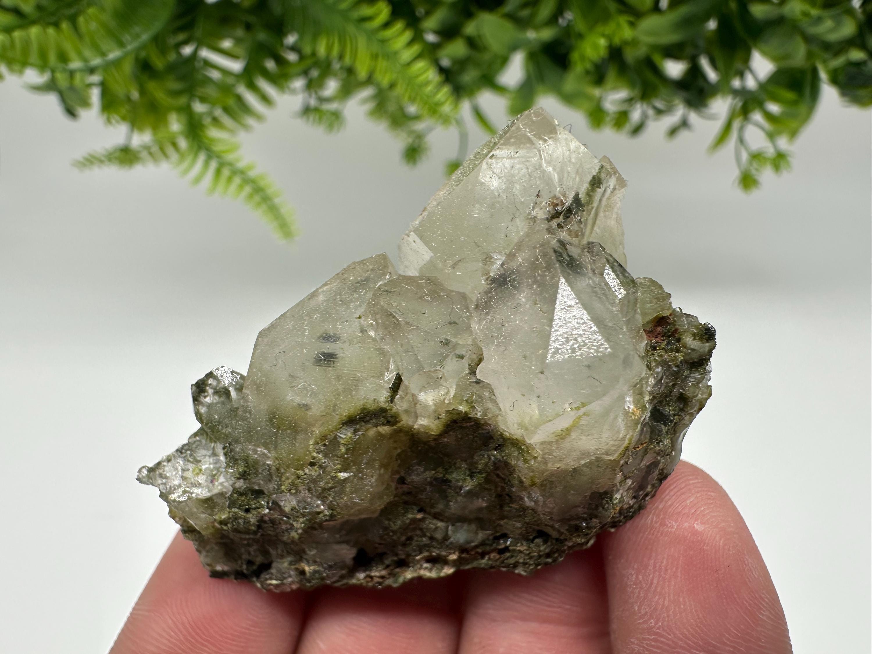 Rare Green Epidote Quartz Crystal Cluster - Eastern Anatolian Turkey