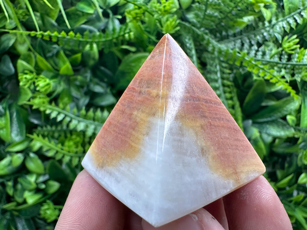 Banded Calcite Onyx Pyramid: Multi Green Marble Healing Crystal (3.5/3.5)