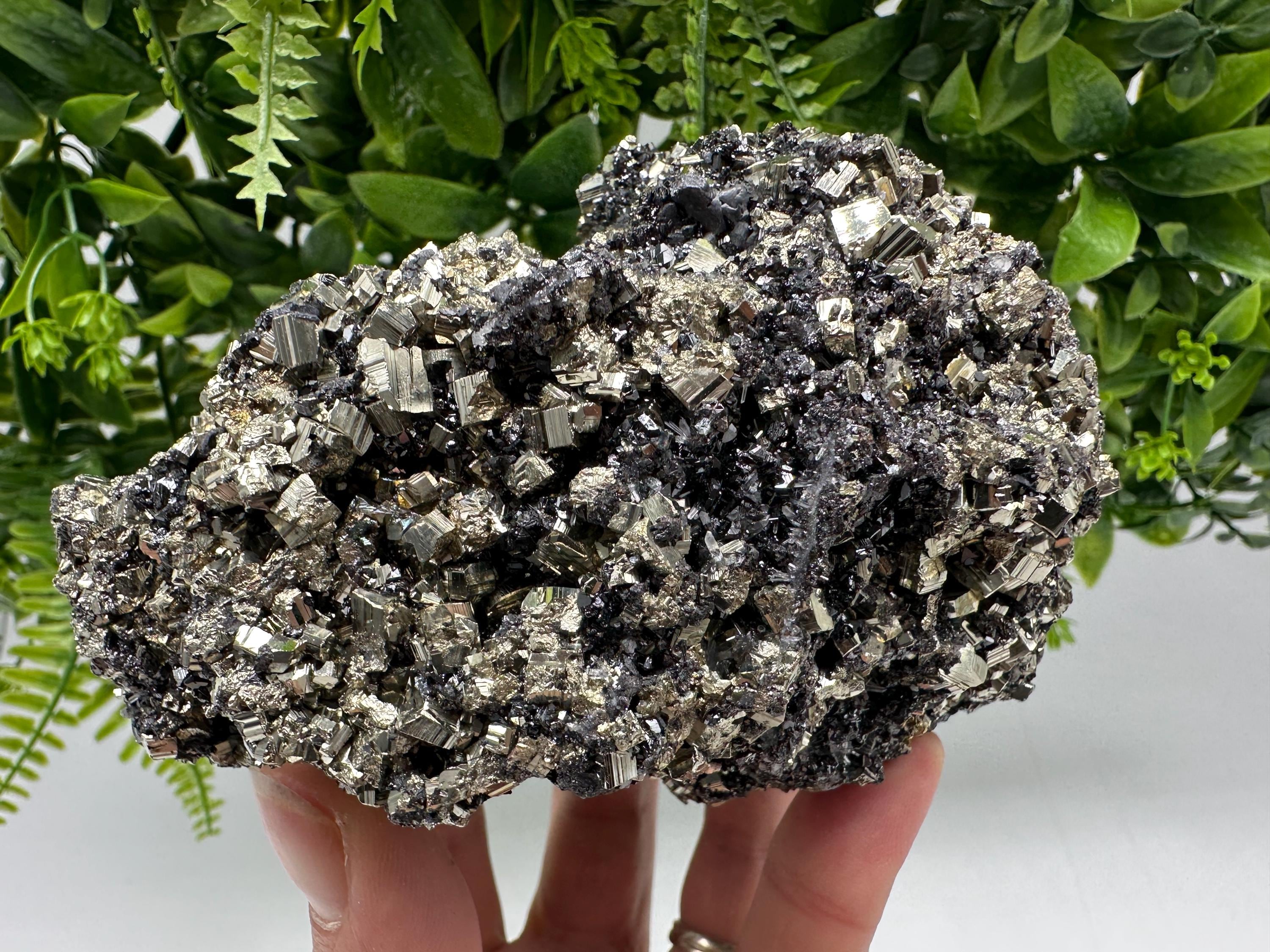 Pyrite on Green Quartz: Rare Mineral Specimen, Borieva Mine