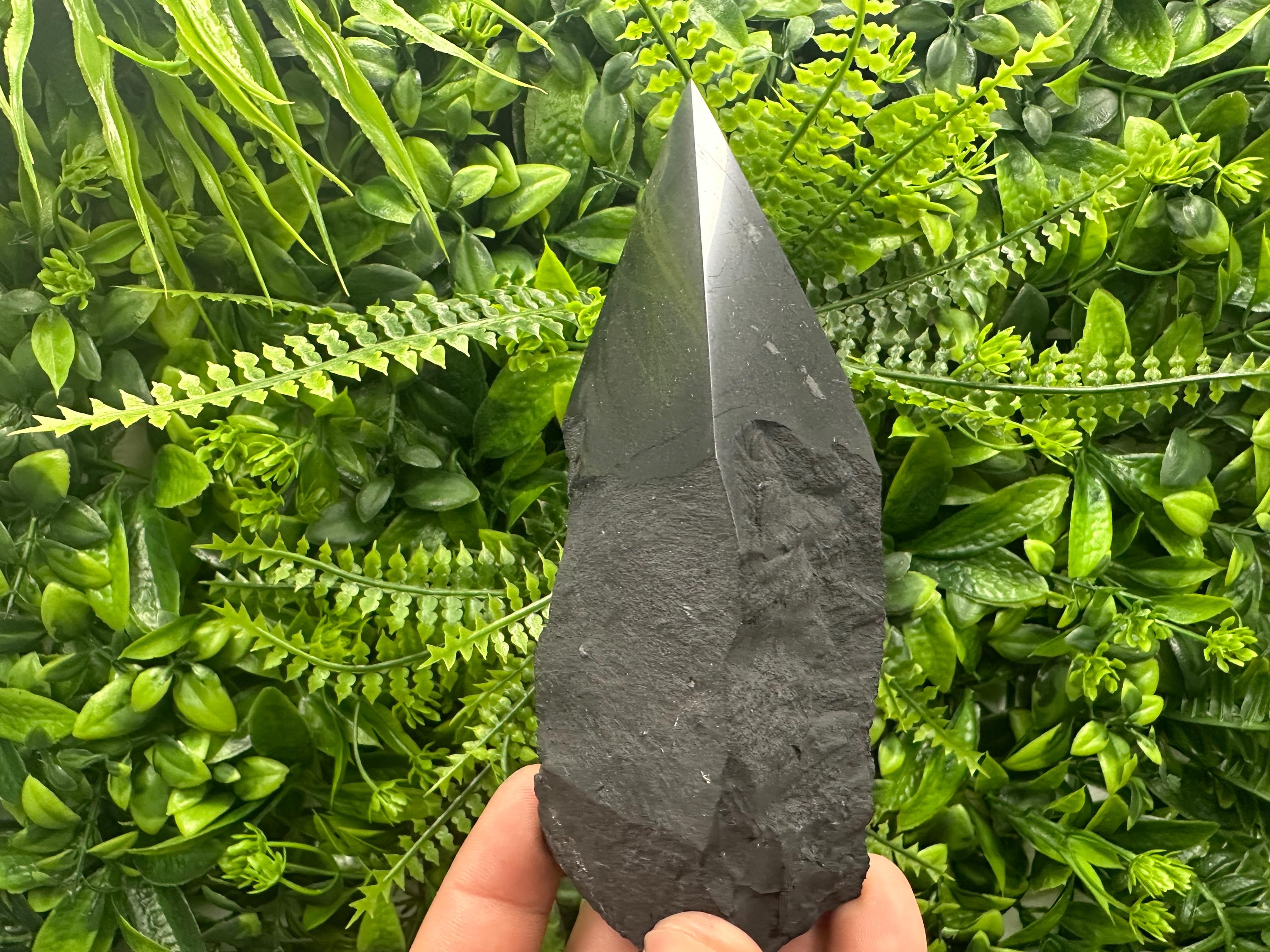 12cm Polished Shungite Crystal: EMF Protection Stone