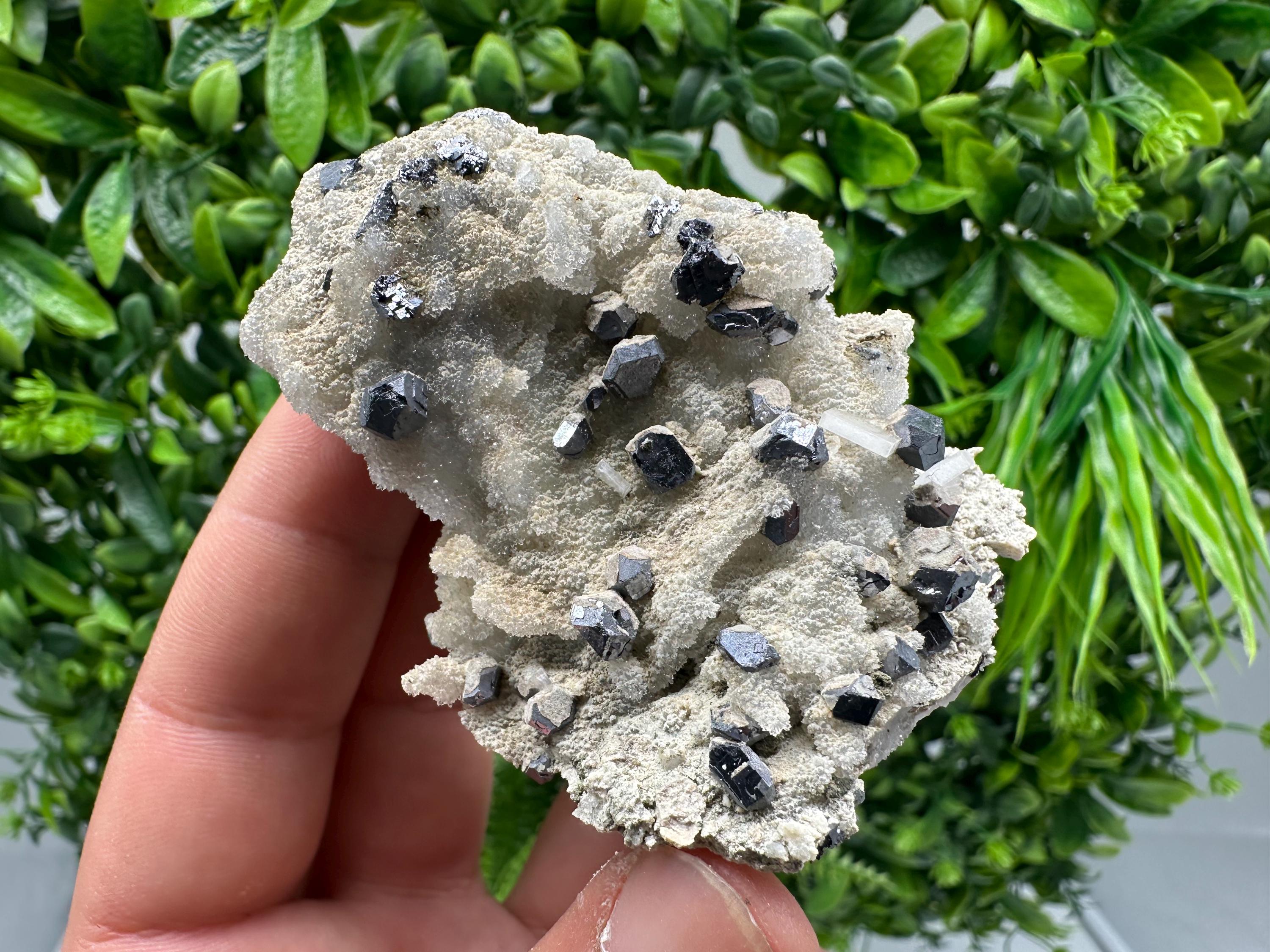Galena on Chalcedony Mineral Specimen: Krushev dol Mine, Bulgaria