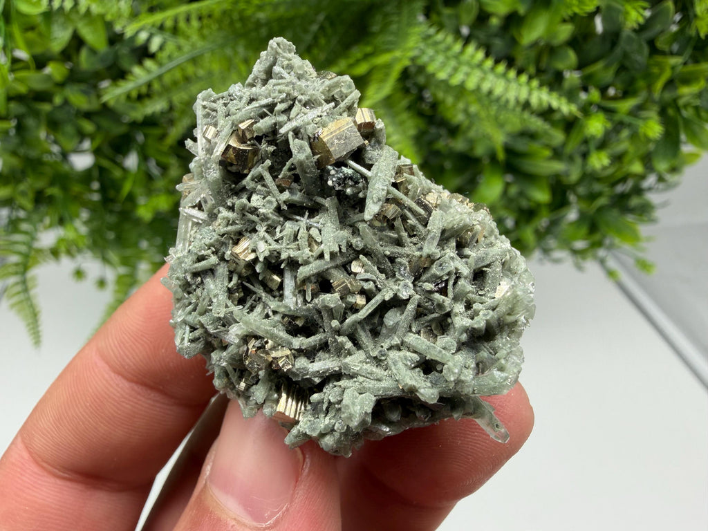 Pyrite on Green Quartz Mineral Specimen, Borieva Mine, Bulgaria