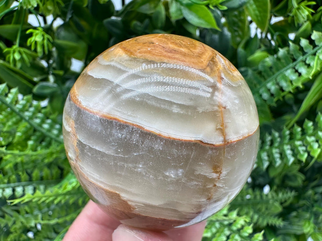 Green Onyx Sphere (5cm): Banded Calcite Healing Crystal