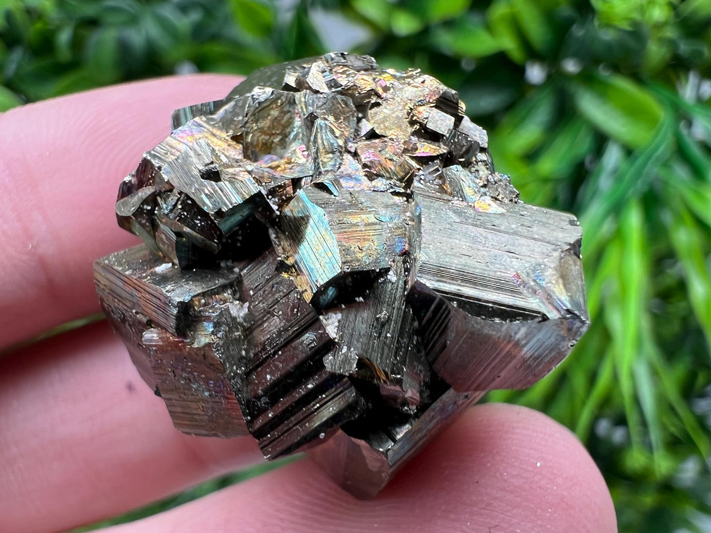 Rainbow Pyrite with Calcite, Natural Crystal Mineral Decor, Borieva Bulgaria