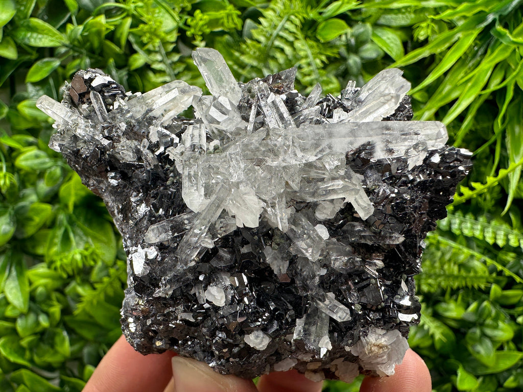 Quartz Calcite on Sphalerite: Natural Crystal Mineral Decor
