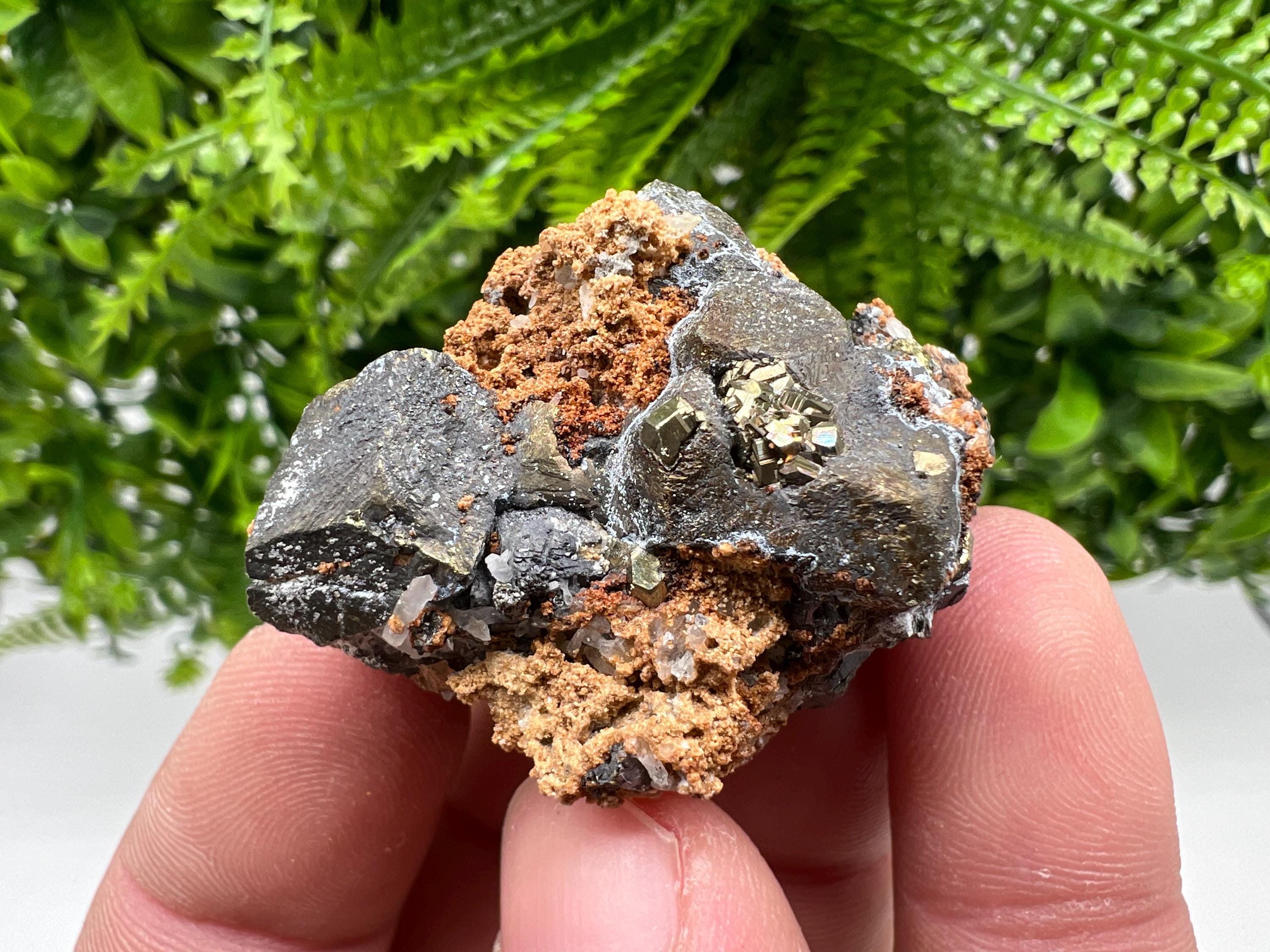 Chalcopyrite with Hematite on Siderite, Bulgaria Mineral Specimen