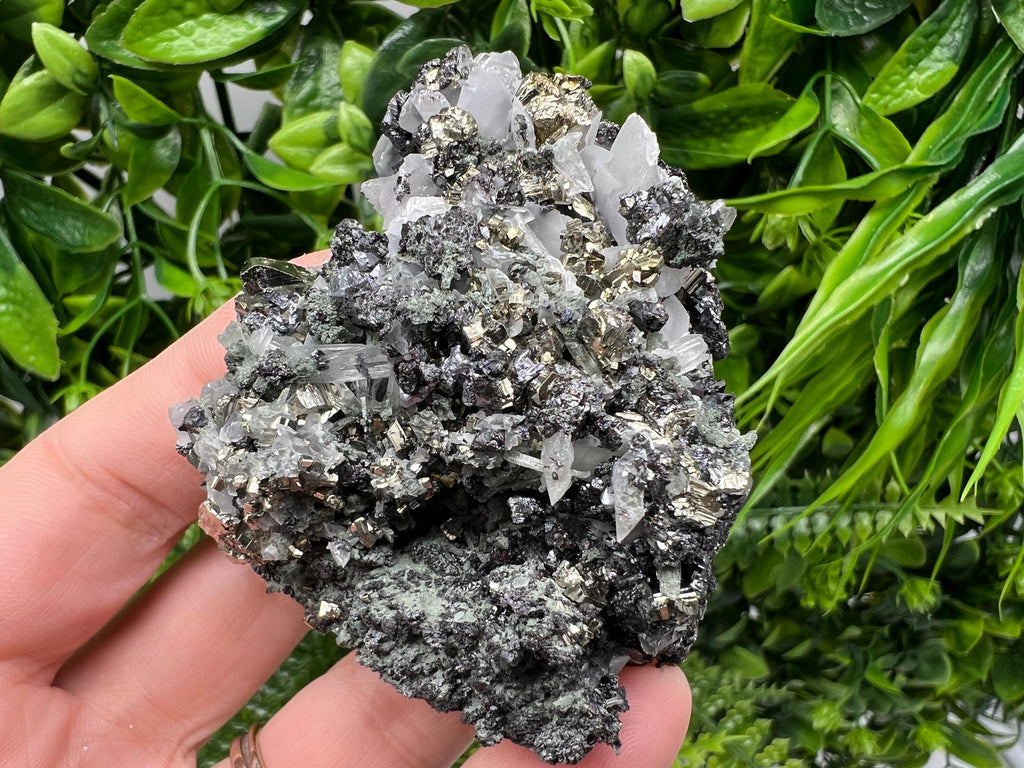 Stunning Pyrite on Quartz,Calcite from Borieva mine,Madan,Bulgaria,natural,collectible mineral specimen,home decor stone,collection crystal