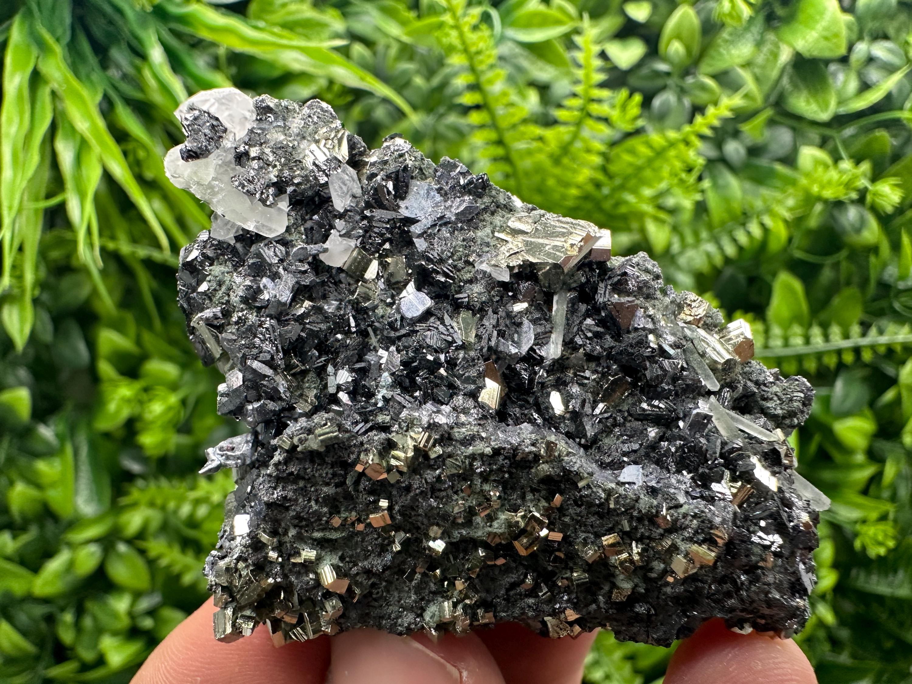 Sphalerite on Quartz with Pyrite, Borieva Mine Mineral Specimen
