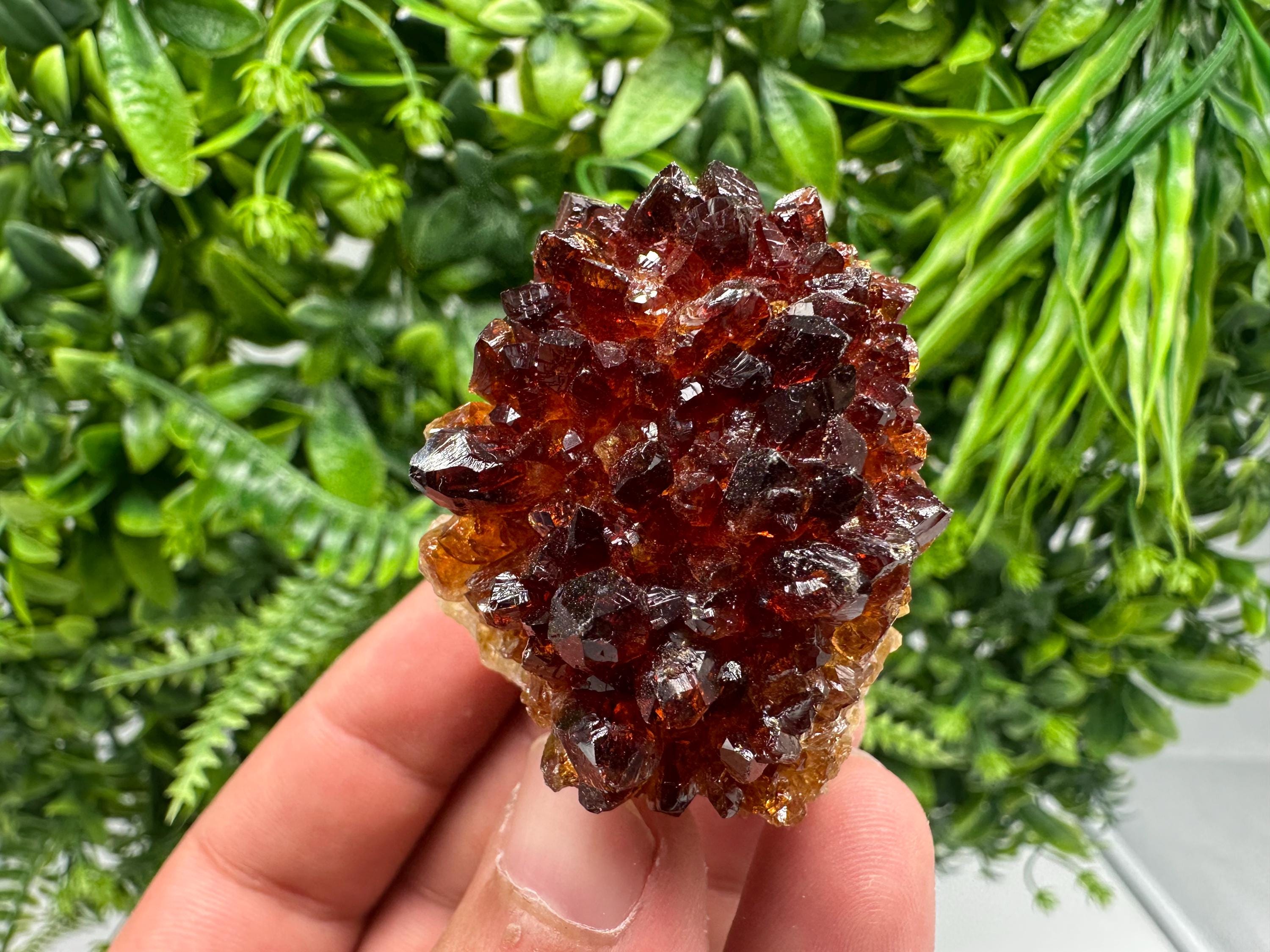 Citrine Crystal Cluster with Hematite Inclusions: Natural Phantom Mineral
