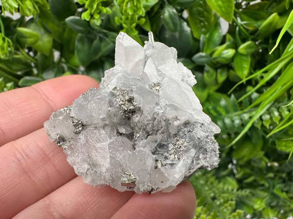 Pyrite on Green Quartz Mineral Specimen, Bulgaria Home Decor Stone