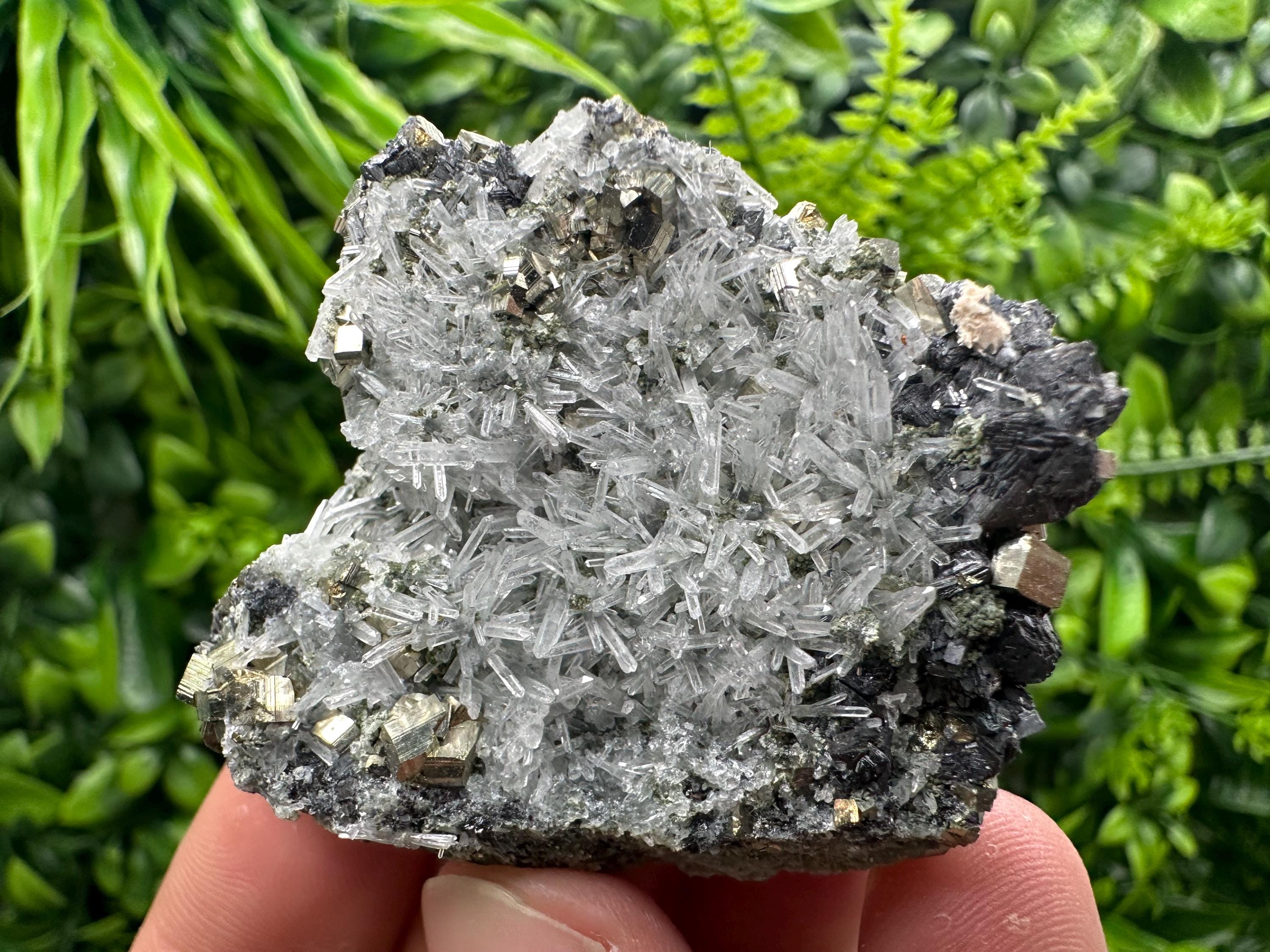 Quartz with Pyrite Crystal: Natural Mineral Specimen, Home Decor
