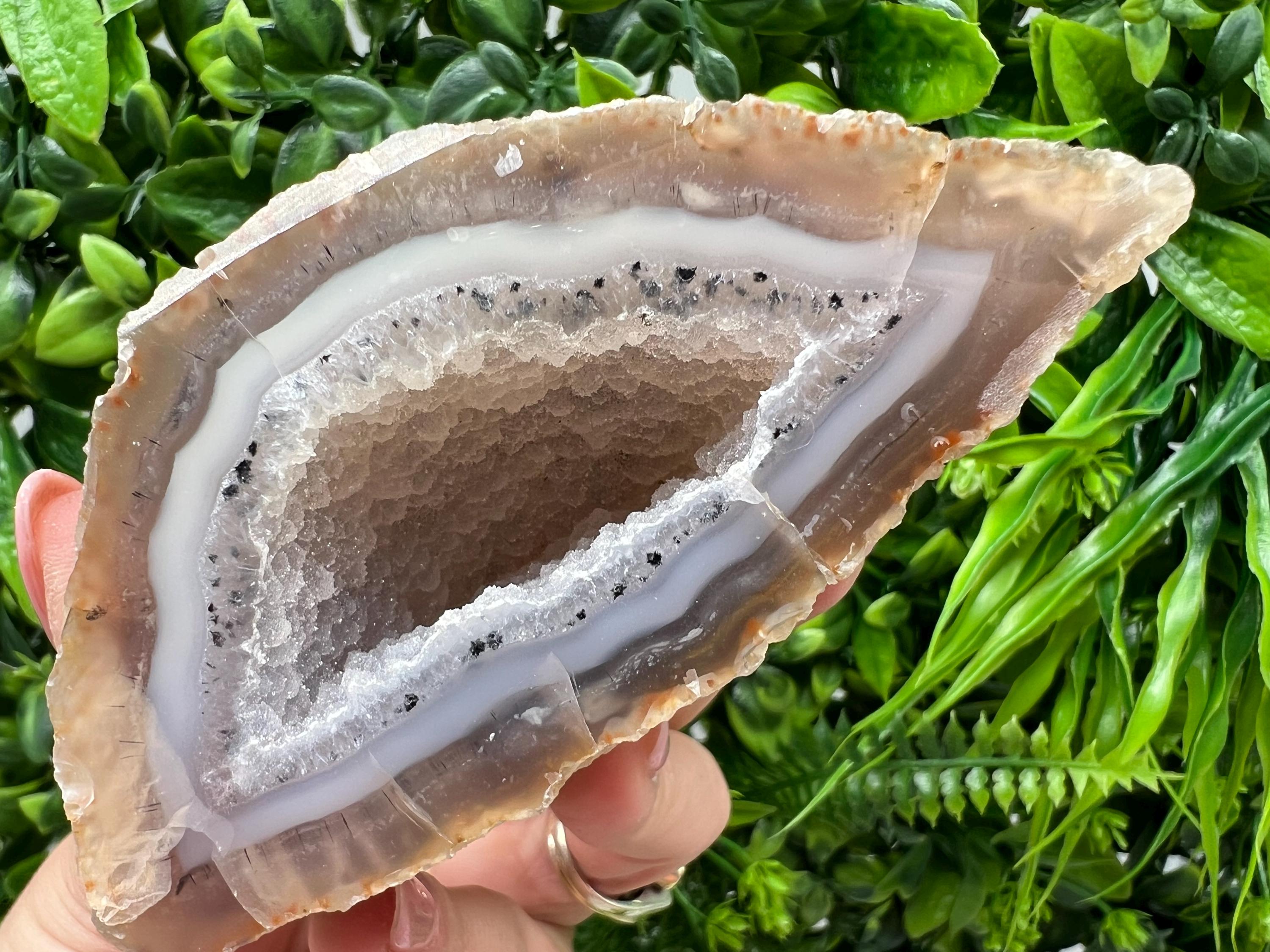 Natural Agate Druzy Geode, Quartz Crystal