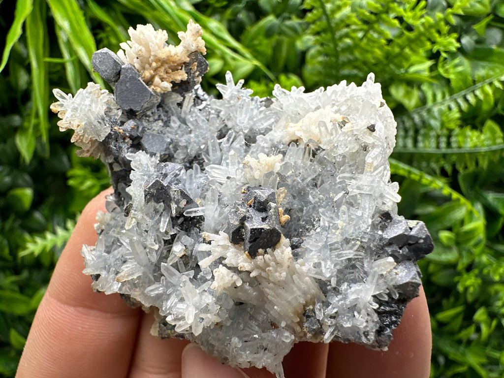 Galena Sphalerite Calcite on Quartz Cluster, Bulgaria Mineral Specimen
