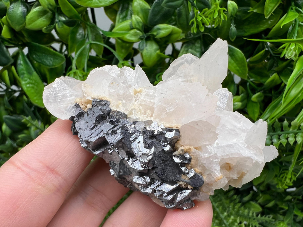 Calcite on Spinel Galena: Bulgarian Mineral Specimen, Home Decor Stone