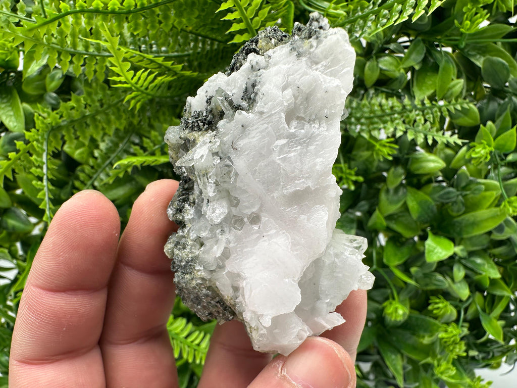 Quartz on Chlorite Matrix with Calcite, Bulgarian Mineral Specimen
