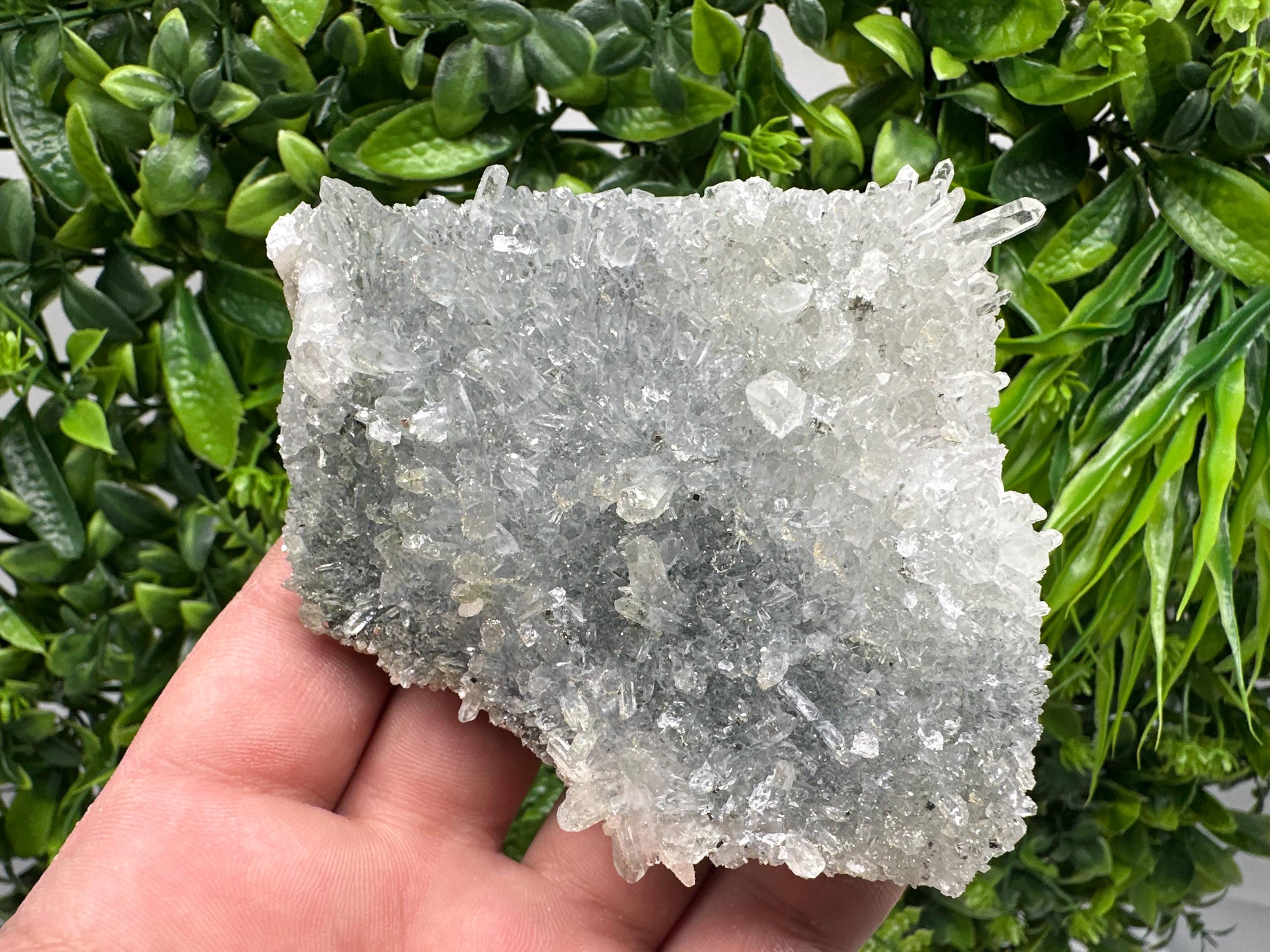 Chlorite Quartz Cluster: Bulgarian Mineral Specimen, Home Decor Stone