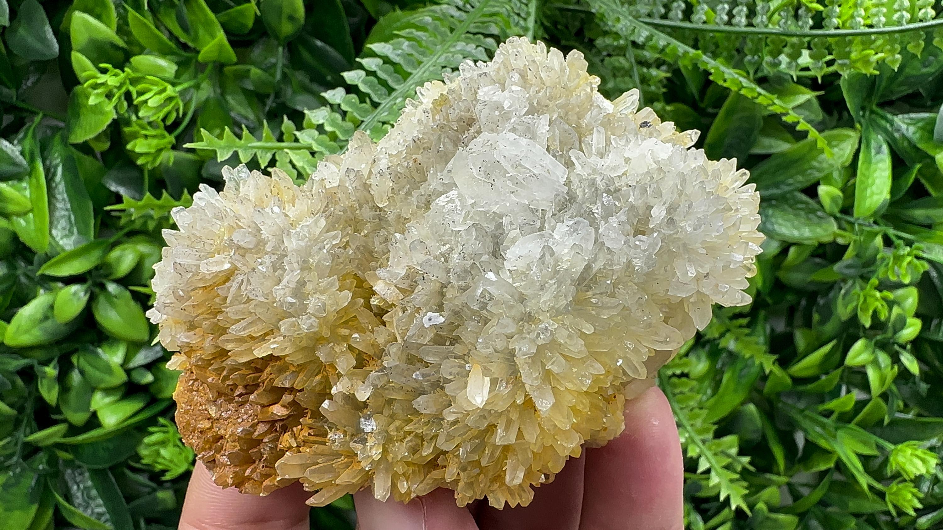 Quartz with Limonite: Natural Crystal Home Decor (10/6.5/4 cm)