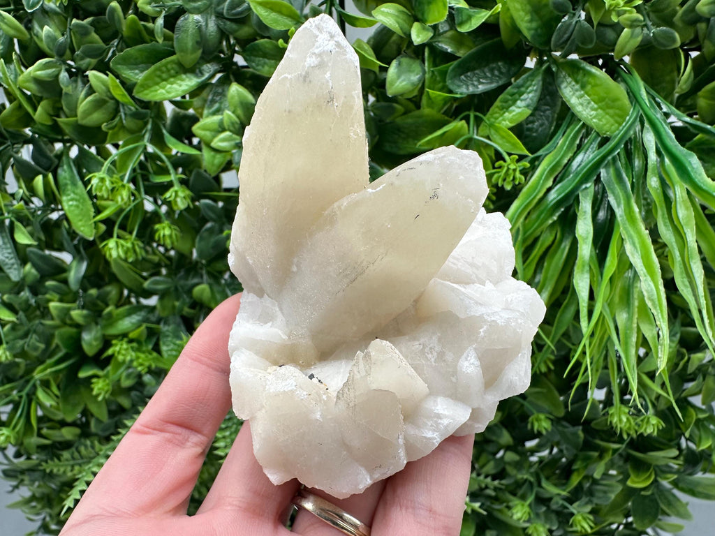 Calcite on Green Quartz: Laki Bulgaria Healing Crystal