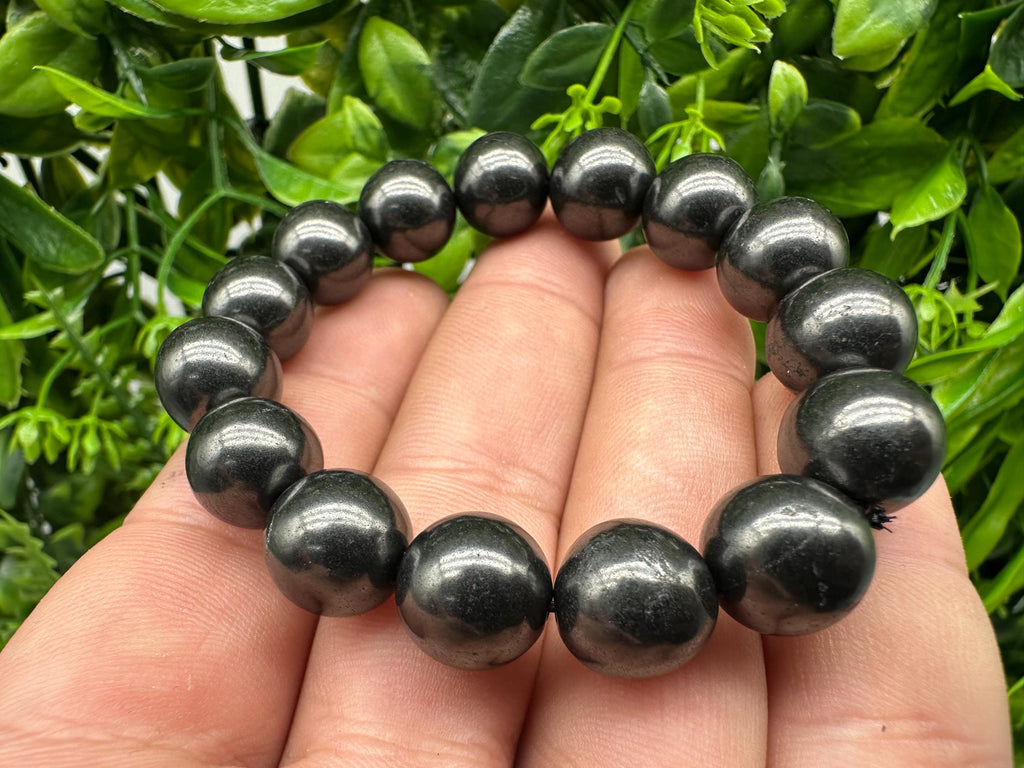 Shungite Bracelet: Natural Gemstone, EMF Protection, 10mm Beaded Bracelet