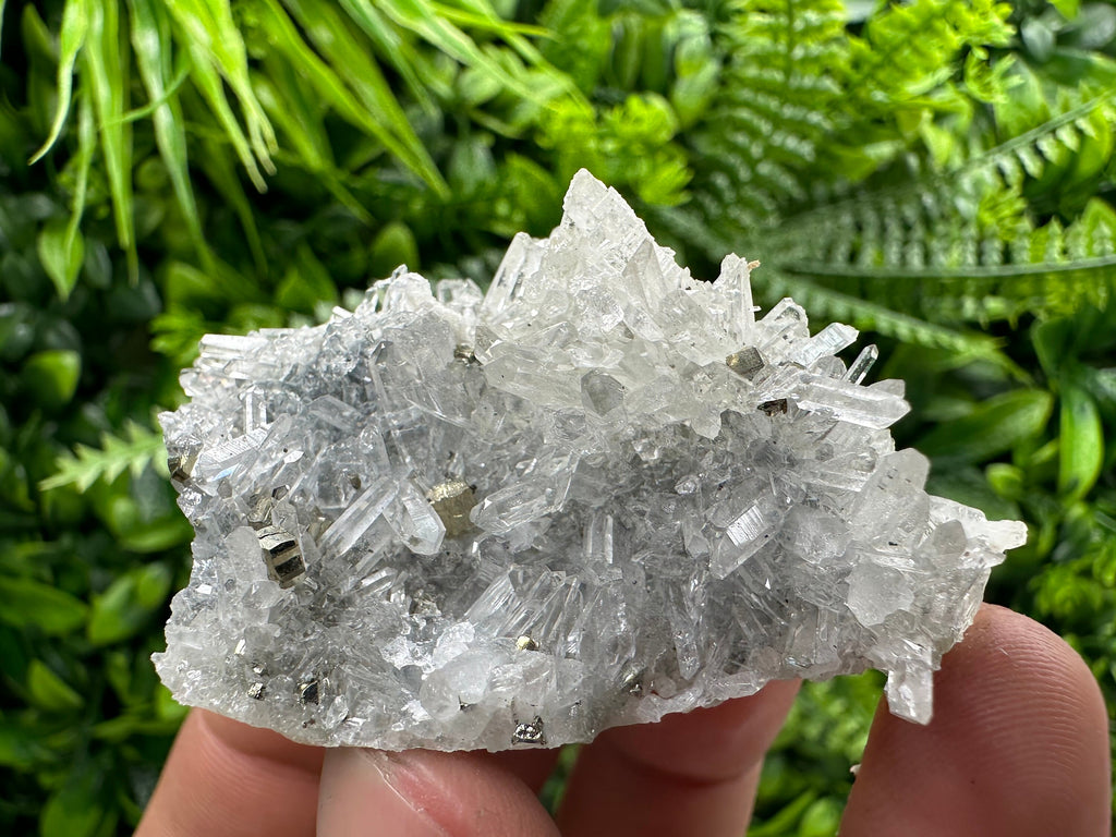 Pyrite on Needle Quartz: Borieva Mine Crystal Decor (6/4/3 cm)