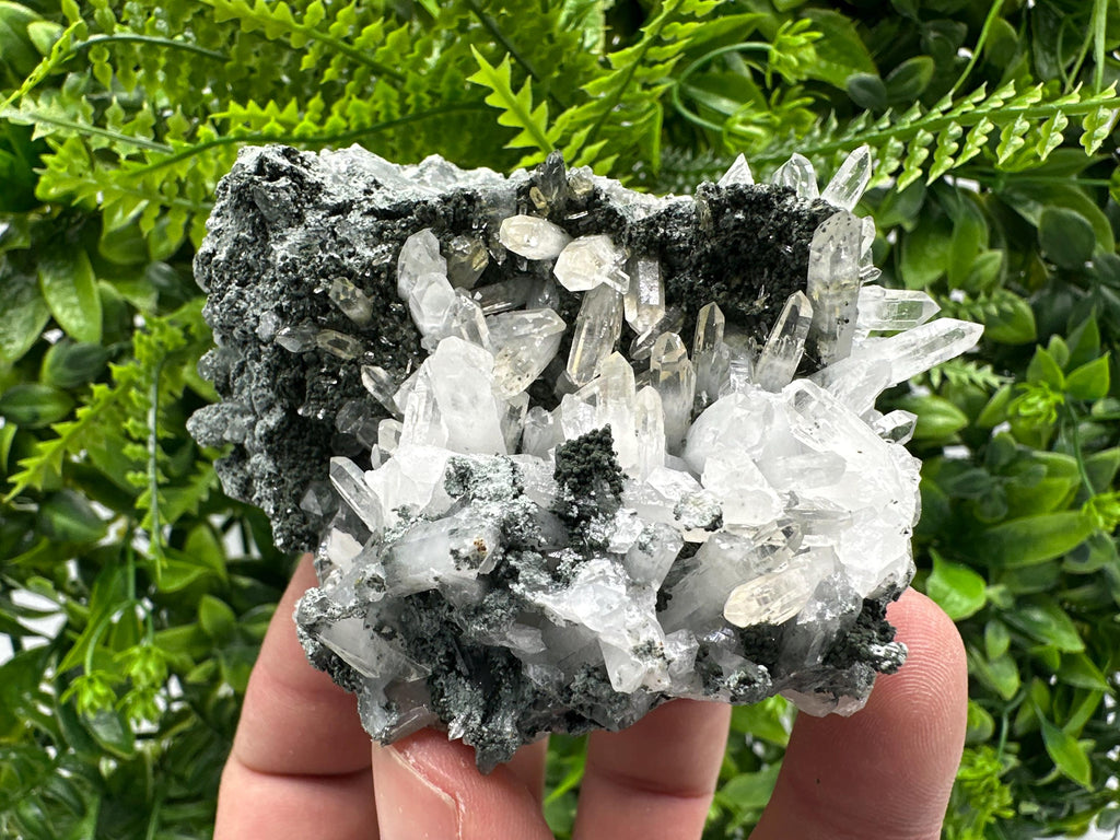 Quartz on Chlorite Matrix with Calcite, Bulgarian Mineral Specimen