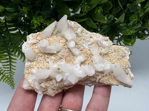 Calcite on Green Quartz: Djurcovo Mine, Bulgaria Healing Crystal