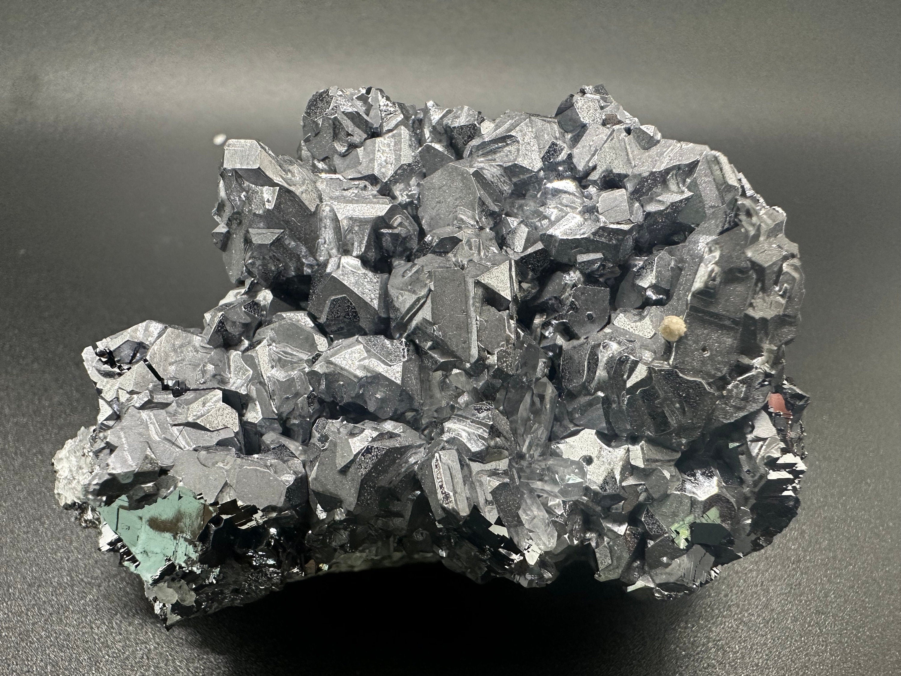 Galena Spinel Twinning with Quartz, Natural Mineral Specimen