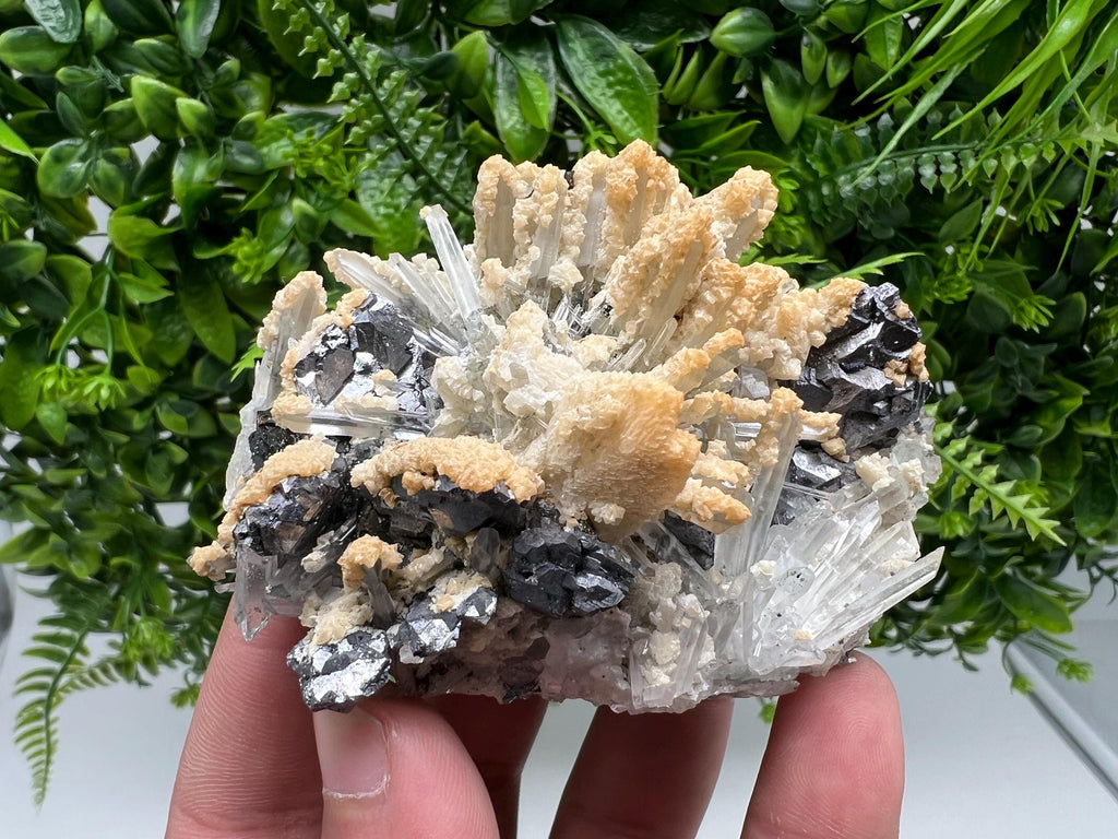 Collected Skeletal GALENA,Sphalerite,Quartz,Calcite from Krushev dol mine,Madan,Bulgaria,natural,collectible mineral specimen home decor