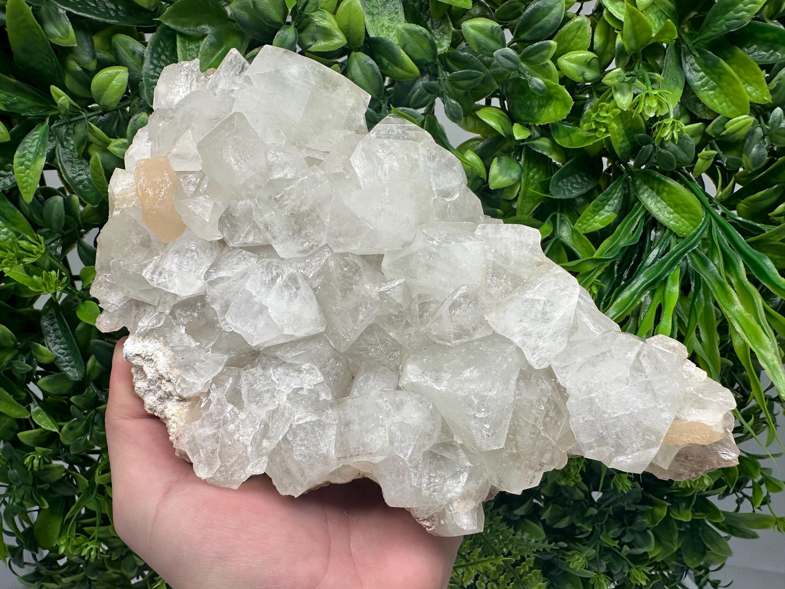 Large Apophyllite Stilbite on Chalcedony, India Mineral Specimen