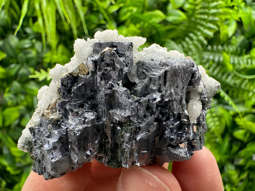 Skeletal Galena, Pyrite, and Calcite Mineral Specimen, Bulgaria