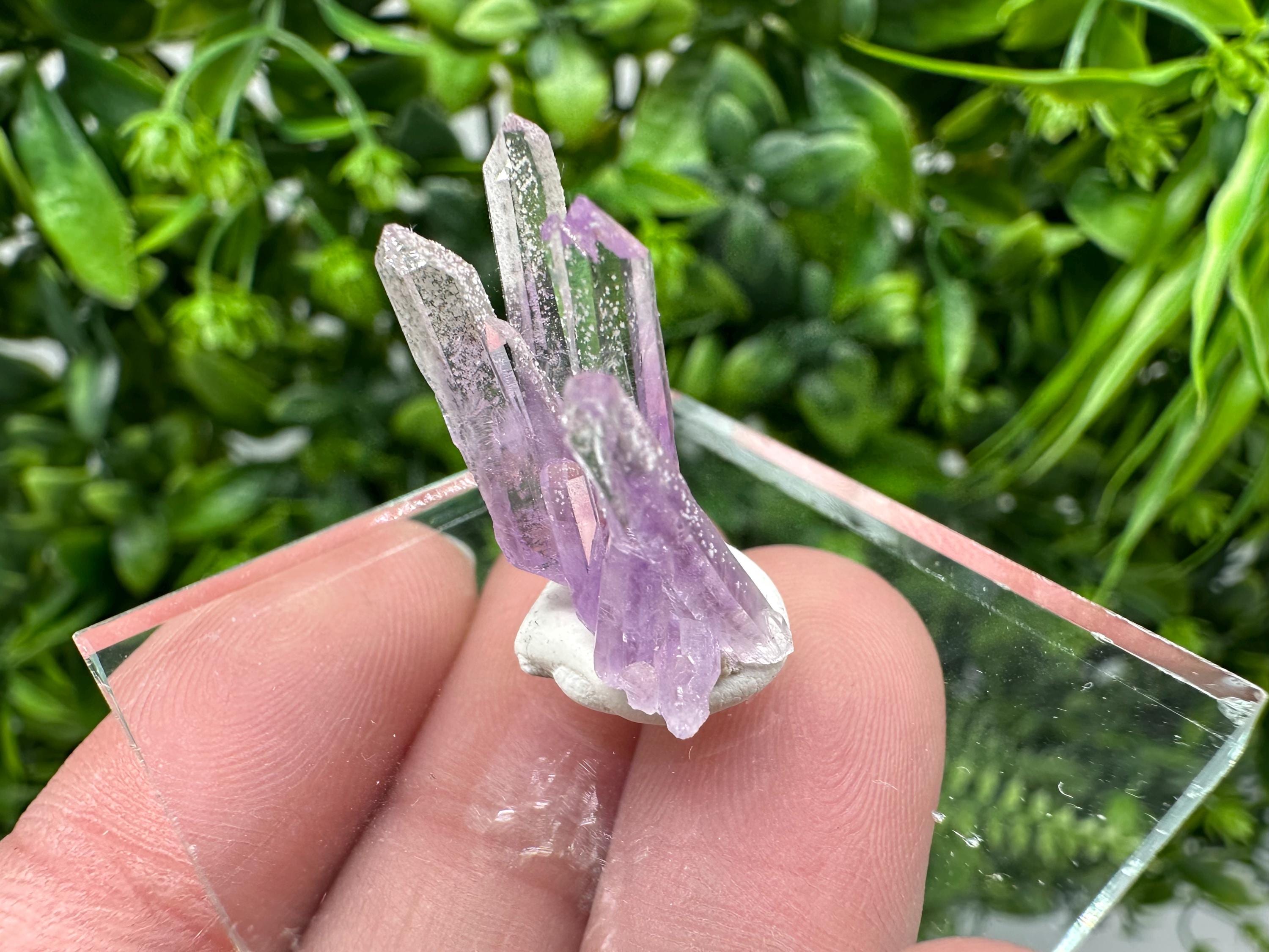 Phantom Amethyst Crystal with Cerussite, Bulgarian Mineral Specimen