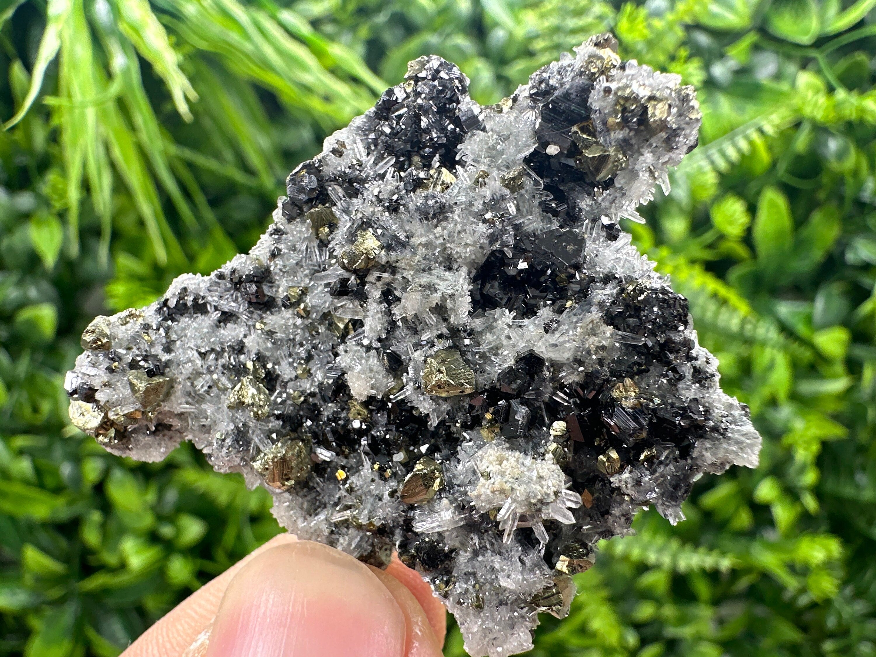Chalcopyrite Galena Sphalerite on Quartz, Bulgaria Crystal Decor