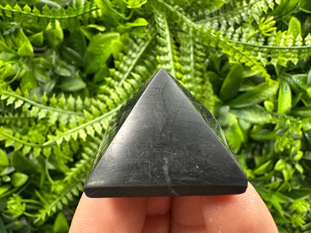 Shungite Pyramid (3cm): Polished EMF Protection Crystal