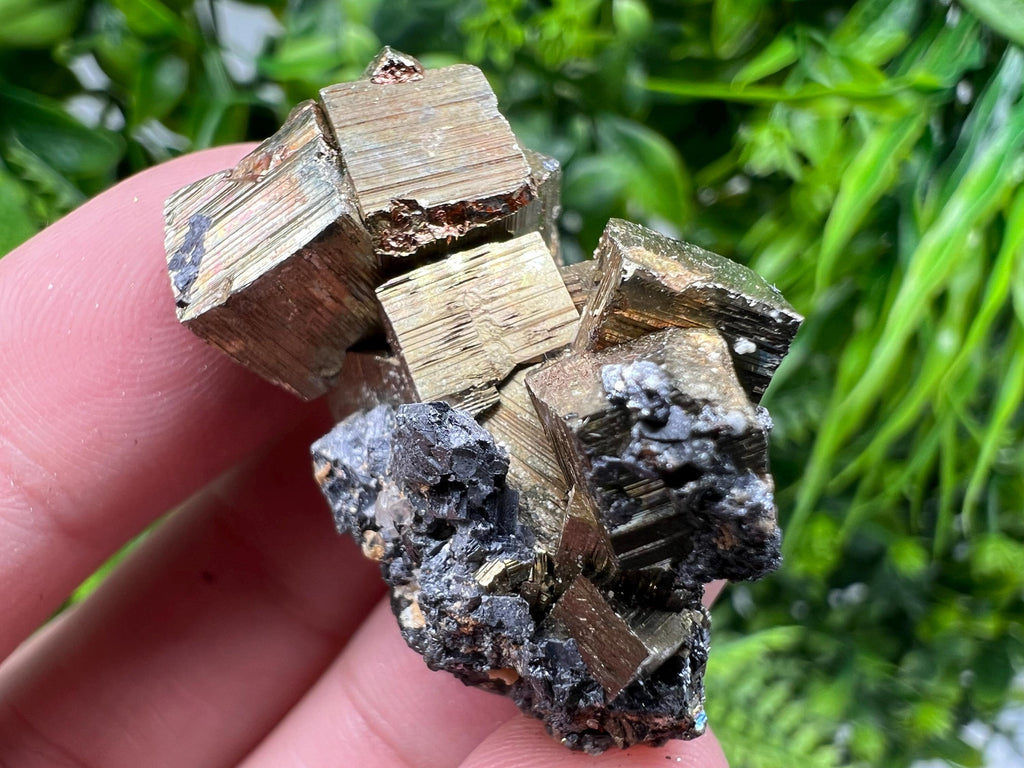 Rainbow Pyrite with Calcite, Natural Mineral Specimen, Bulgaria