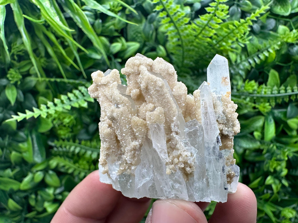 Quartz Calcite Mineral Specimen: Transparent Crystal Home Decor