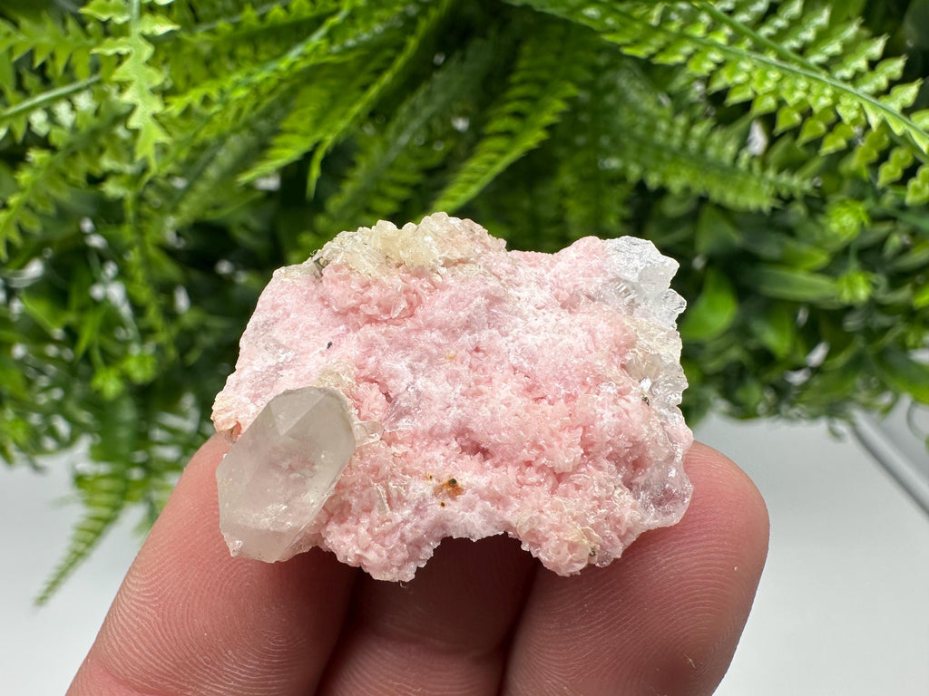 Rhodochrosite on Quartz: Pink Mineral Specimen, Starnica Mine