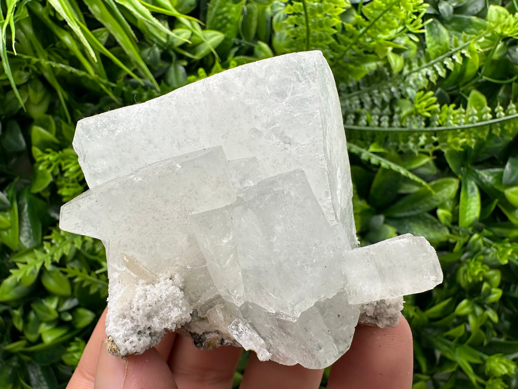 Transparent Apophyllite on Chalcedony, India Minerals Specimen