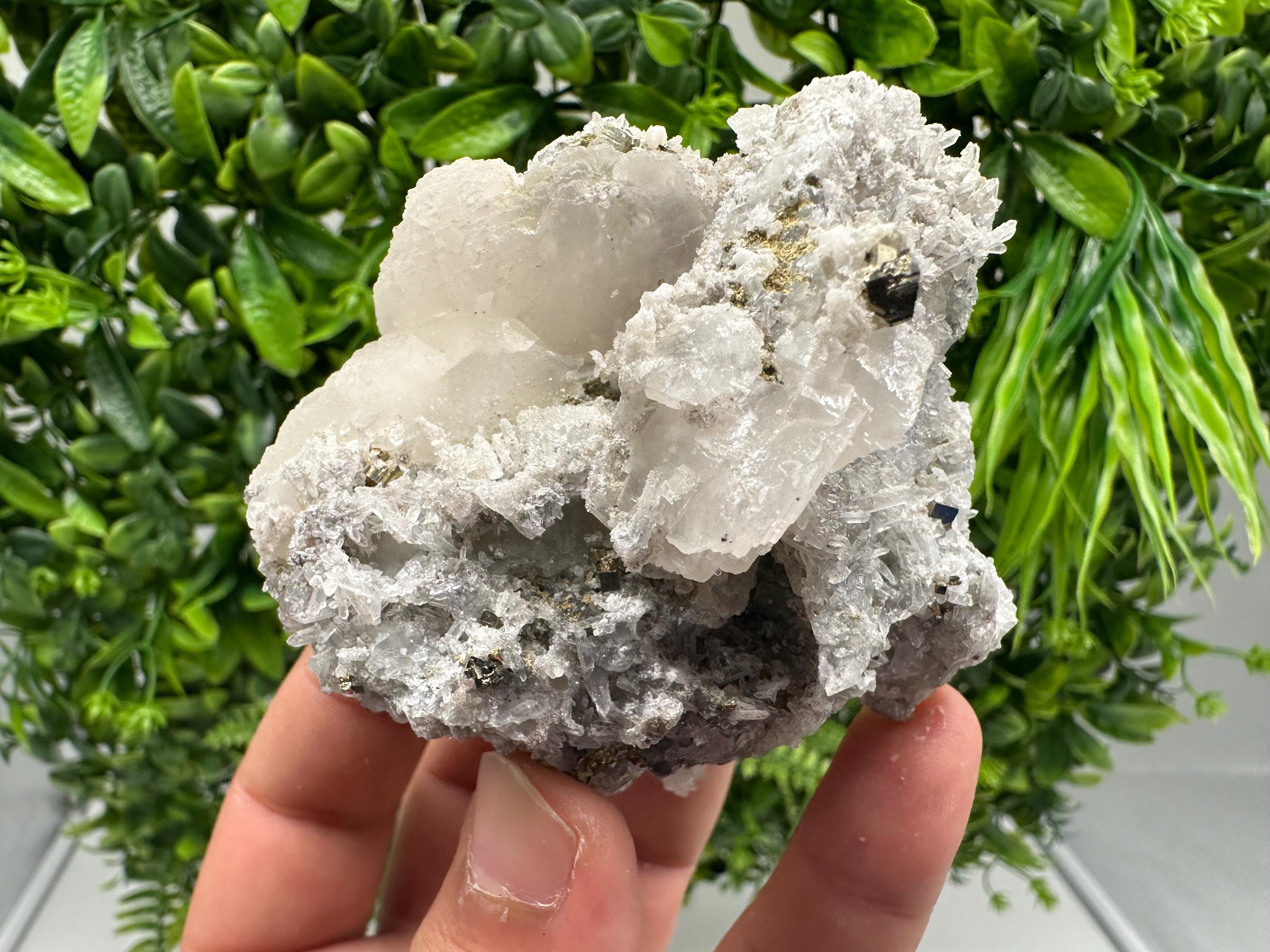 Stunning Pyrite on Quartz,Calcite from Borieva mine,Madan,Bulgaria,natural,collectible mineral specimen,home decor stone,collection crystal