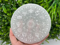Engraved Selenite Zodiac Disc: Energy Crystal Healing Decor (14cm)