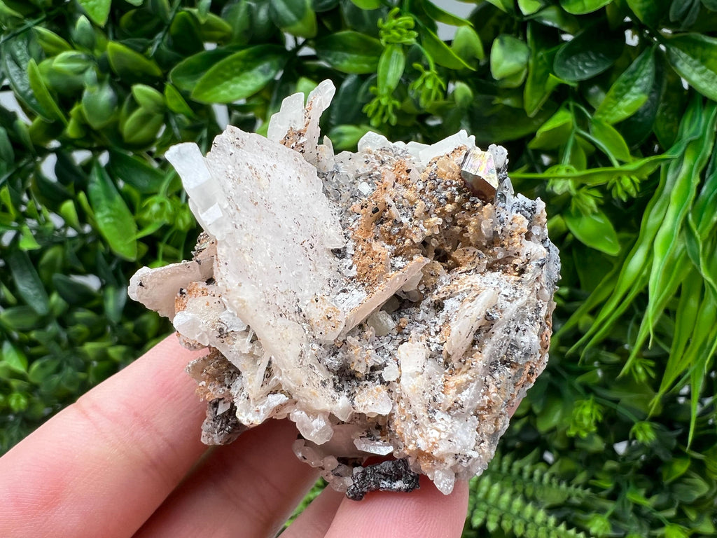 Rainbow Pyrite with Calcite, Borieva Bulgaria Crystal, Natural Mineral