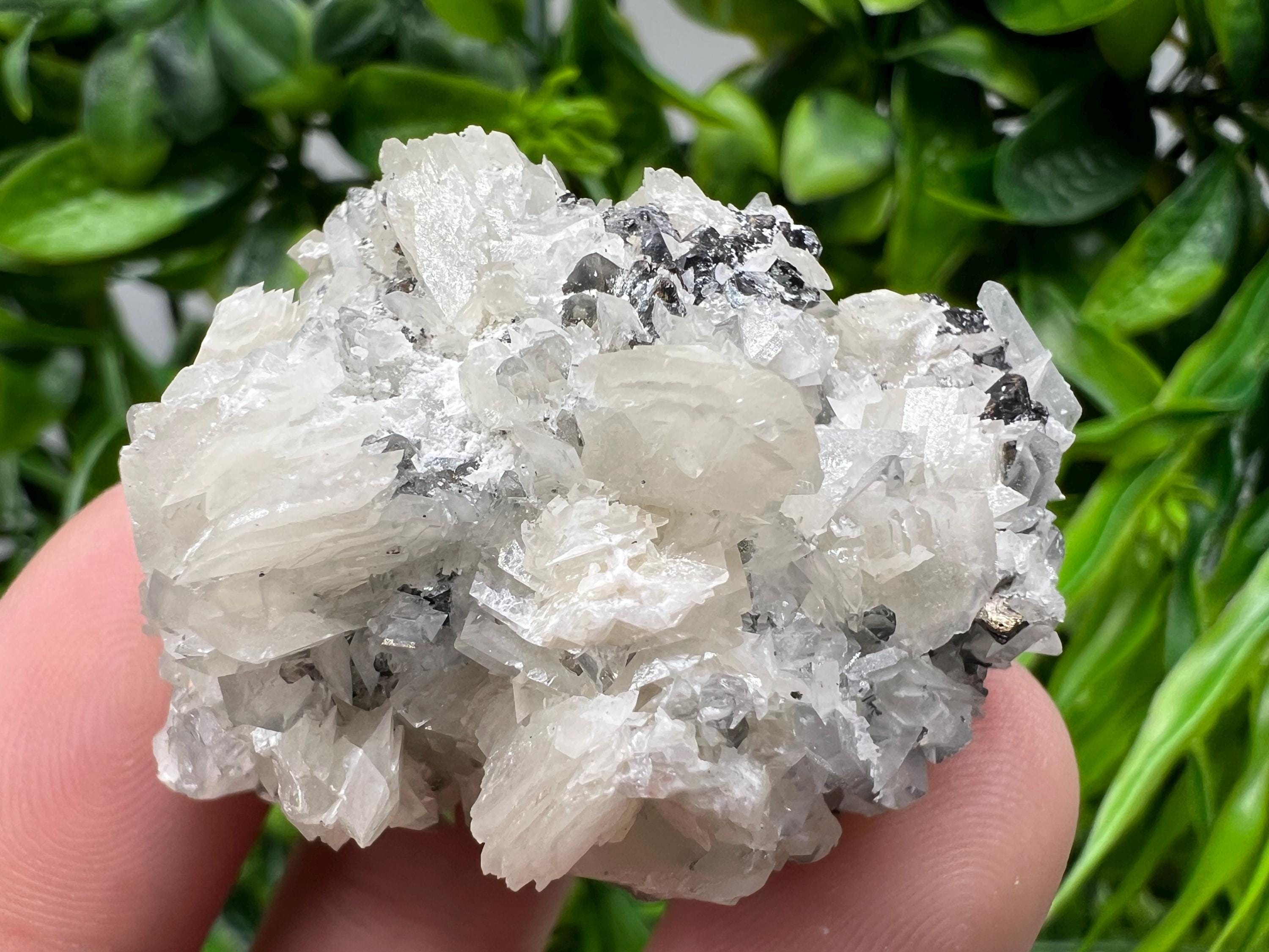 Calcite on Quartz, Borieva Mine Mineral Specimen