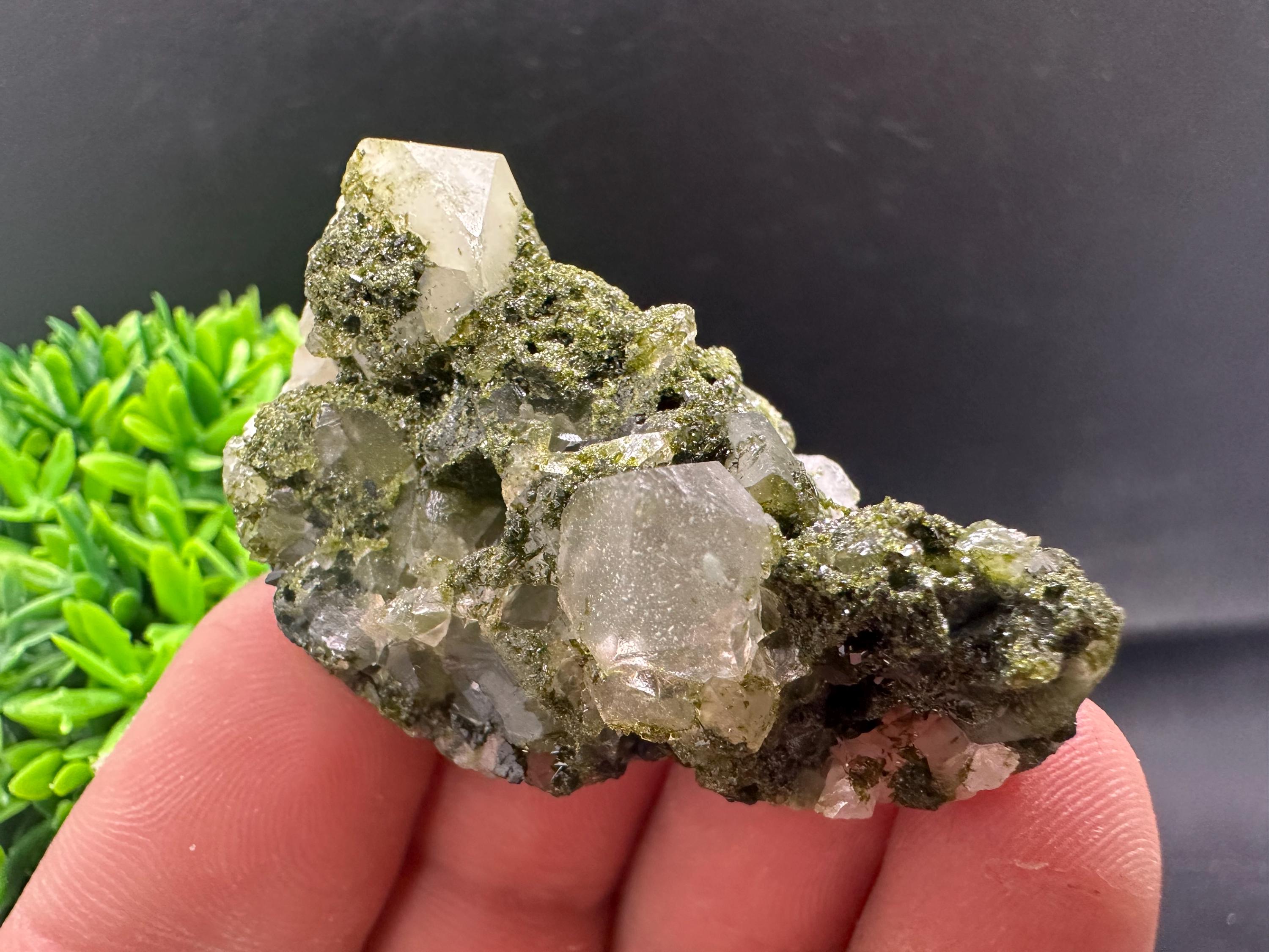 Rare Green Epidote with Quartz Crystals, Eastern Anatolia Turkey