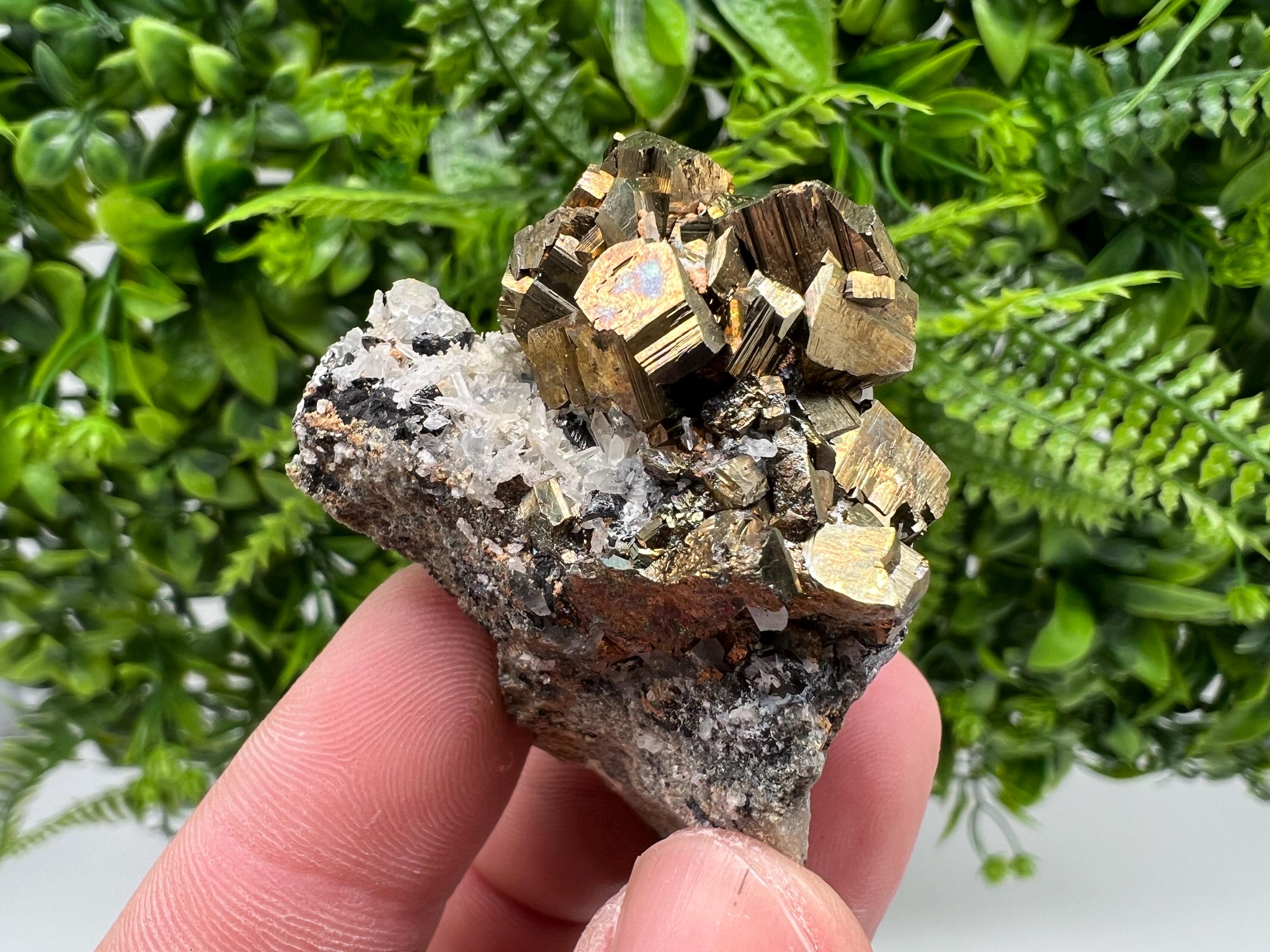 Wonderful Pyrite whit Hematite on Sphalerite,Quartz,from 9 th September mine,Bulgaria,natural,collectible specimen,collection minerals,gift