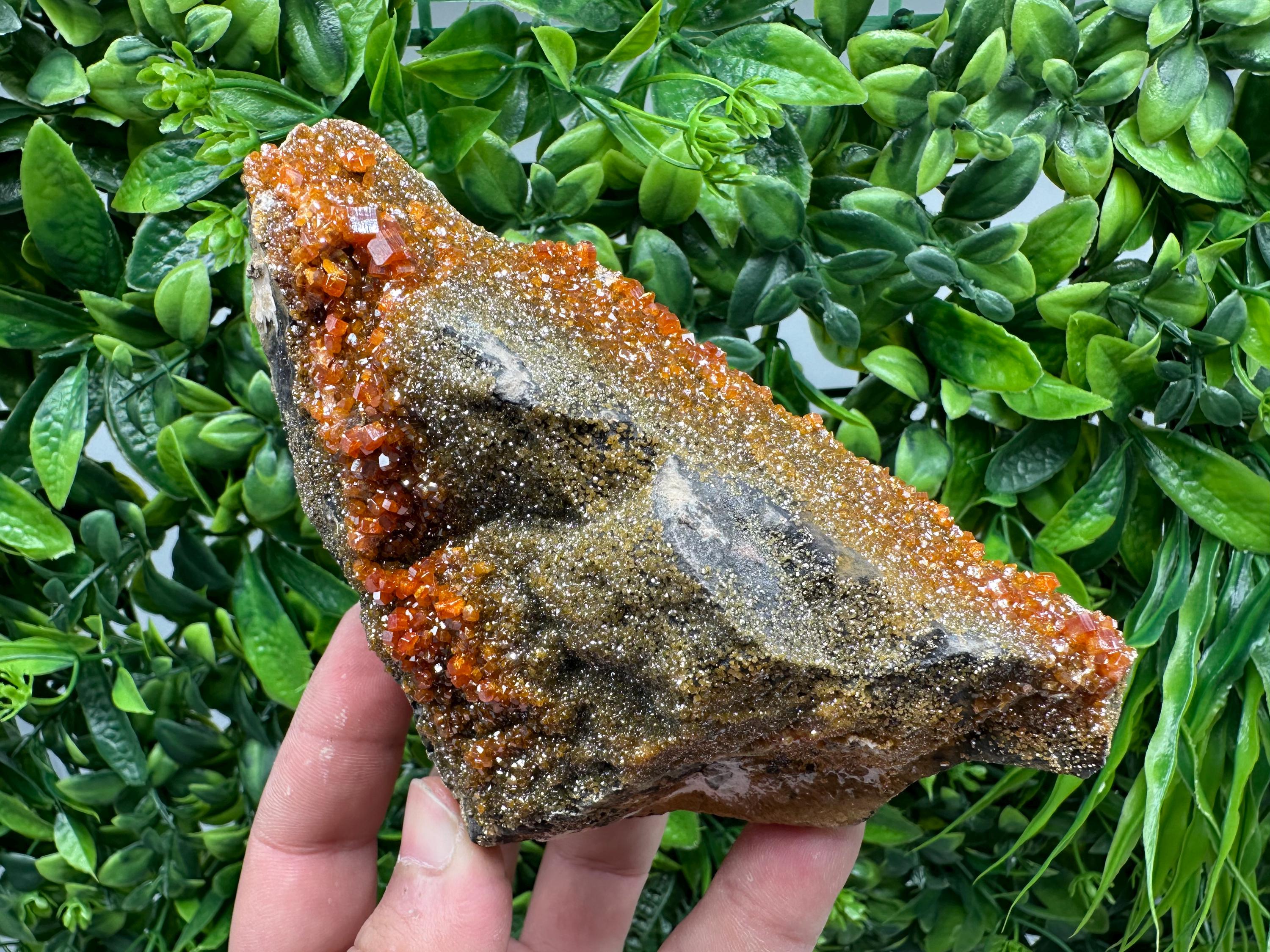 VERY Rare red Vanadinite on Barite whit Goethite from Marocco,crystal minerals Speciment cluster Vanadinite crystal Vanadinite Geology Vanad