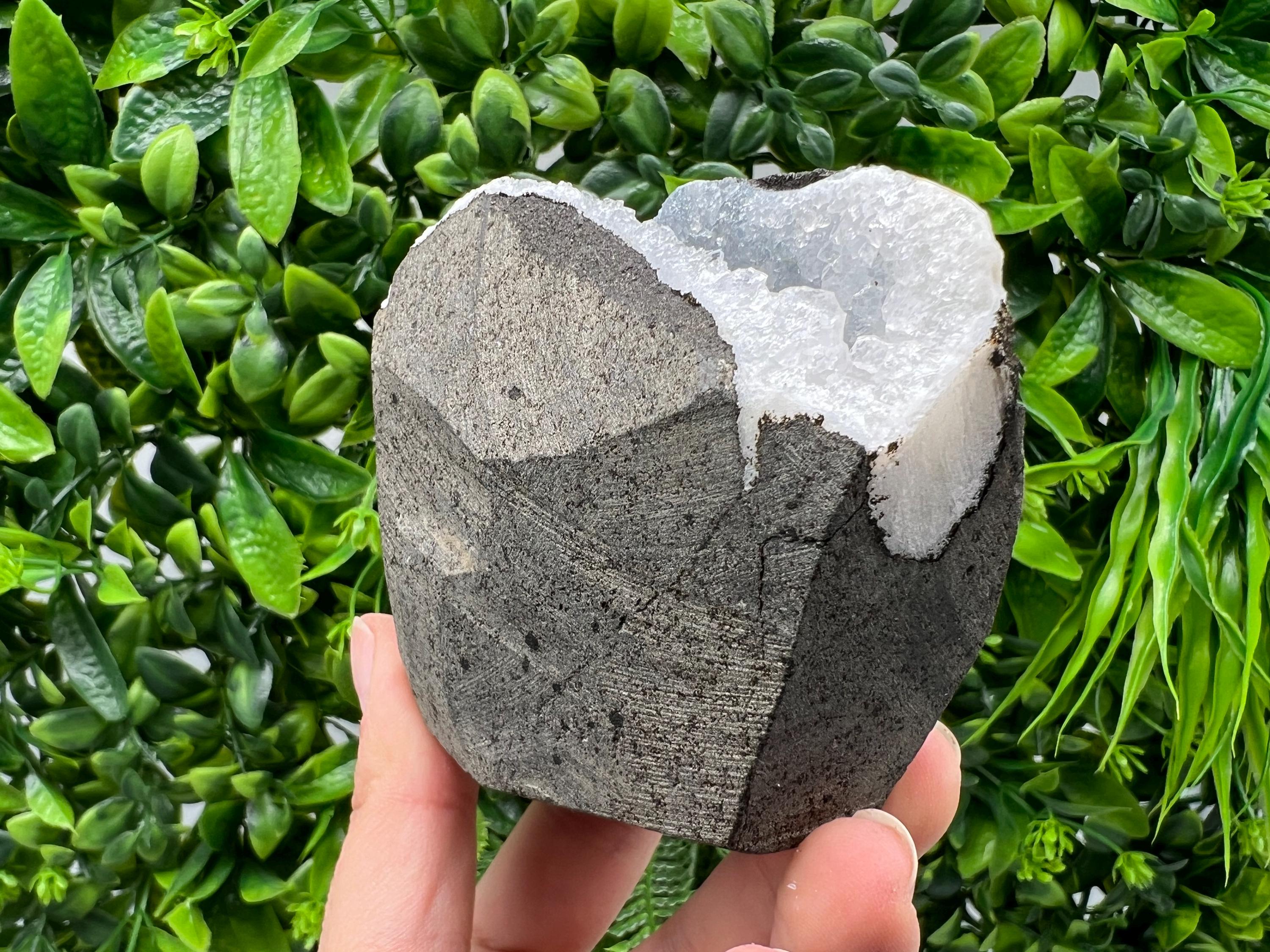 Natural Chalcedony Crystal Geode, India Mineral Specimen, Home Decor