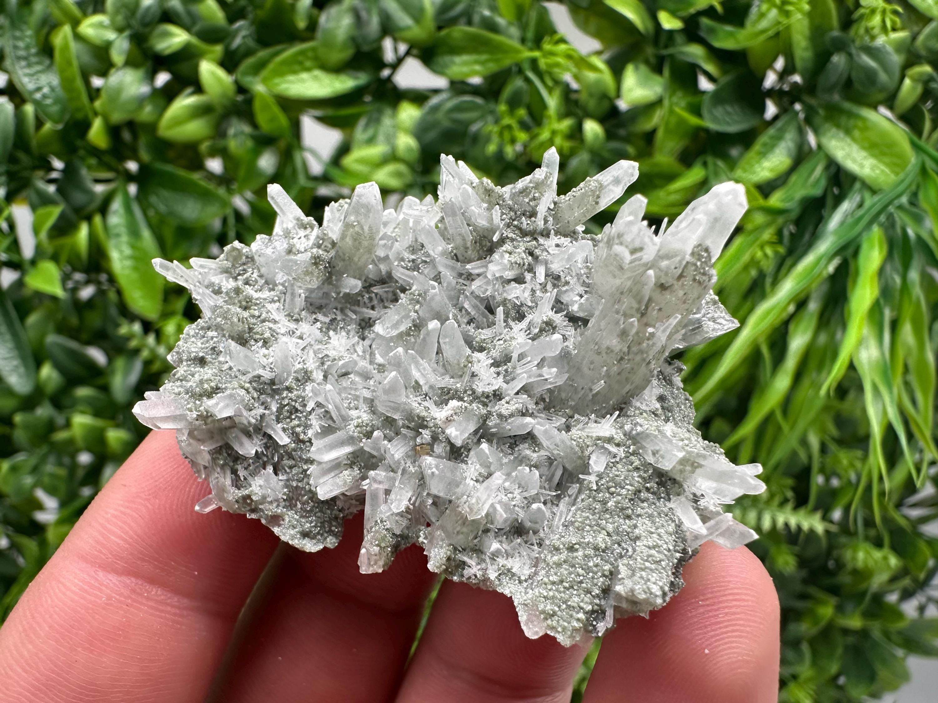 Lovely specimen Green Quartz inclusions Chlorite and Sphalerite/ Natural minerals/ Souvenir crystal gift minerals famous 9th September/Madan