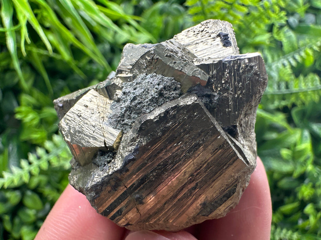 Rare Double Sided Pyrite Cluster with Hematite