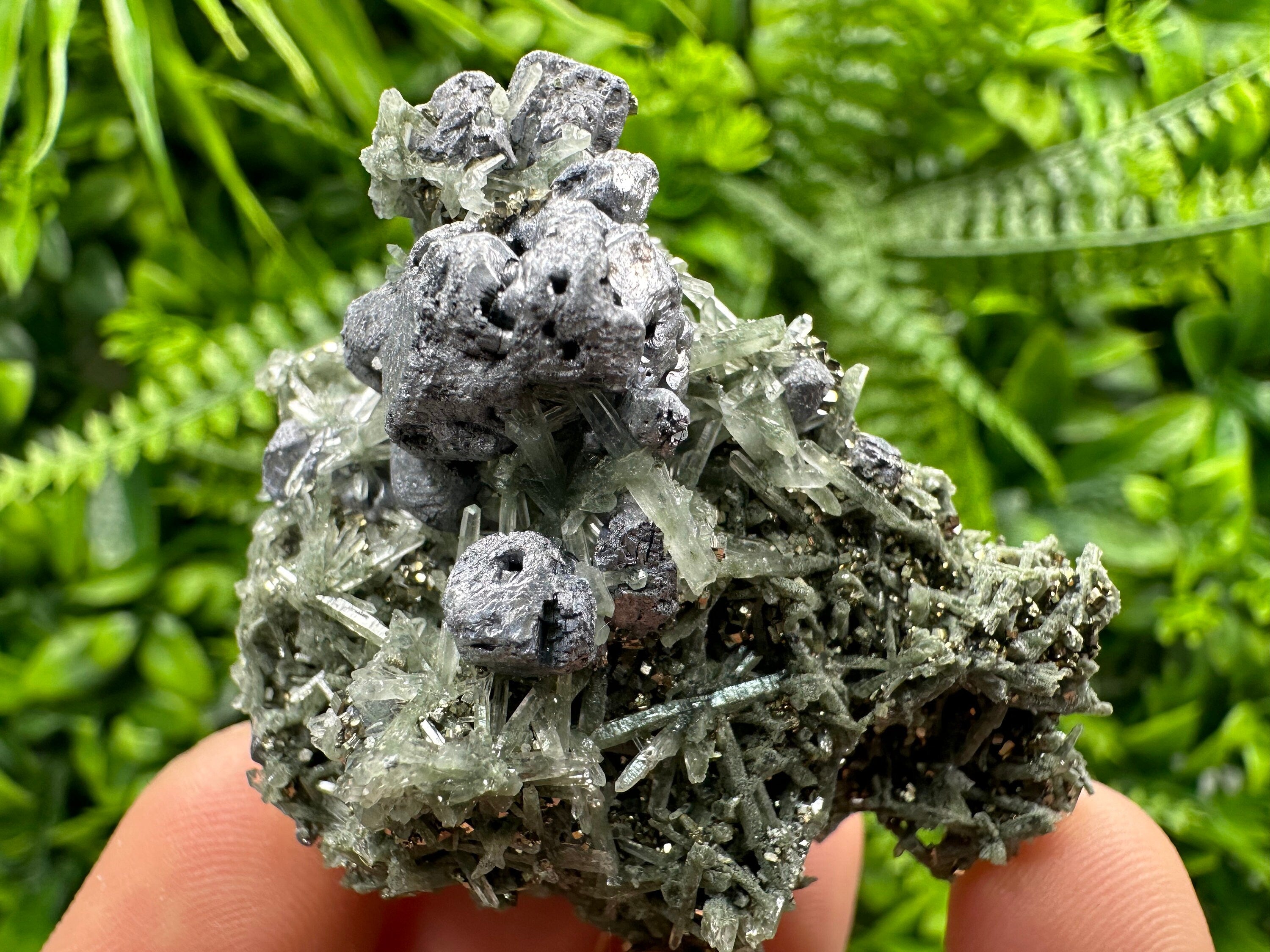 Galena Pyrite on Quartz: Borieva Mine Mineral Decor Stone