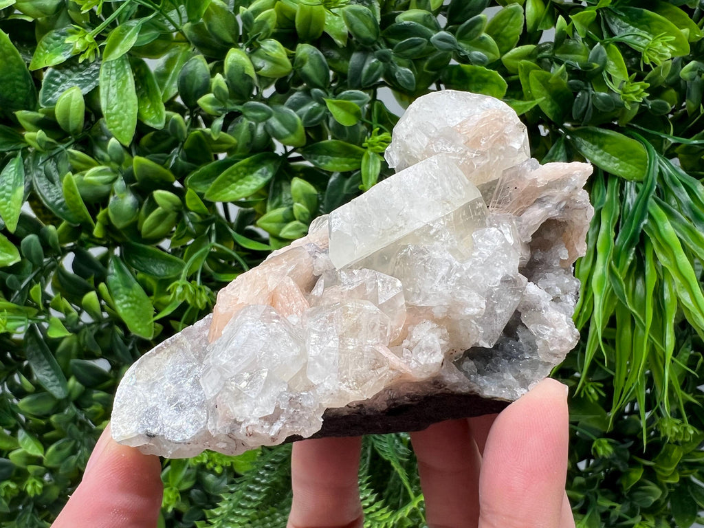 Apophyllite Stilbite on Chalcedony, Natural Crystal Specimen, India