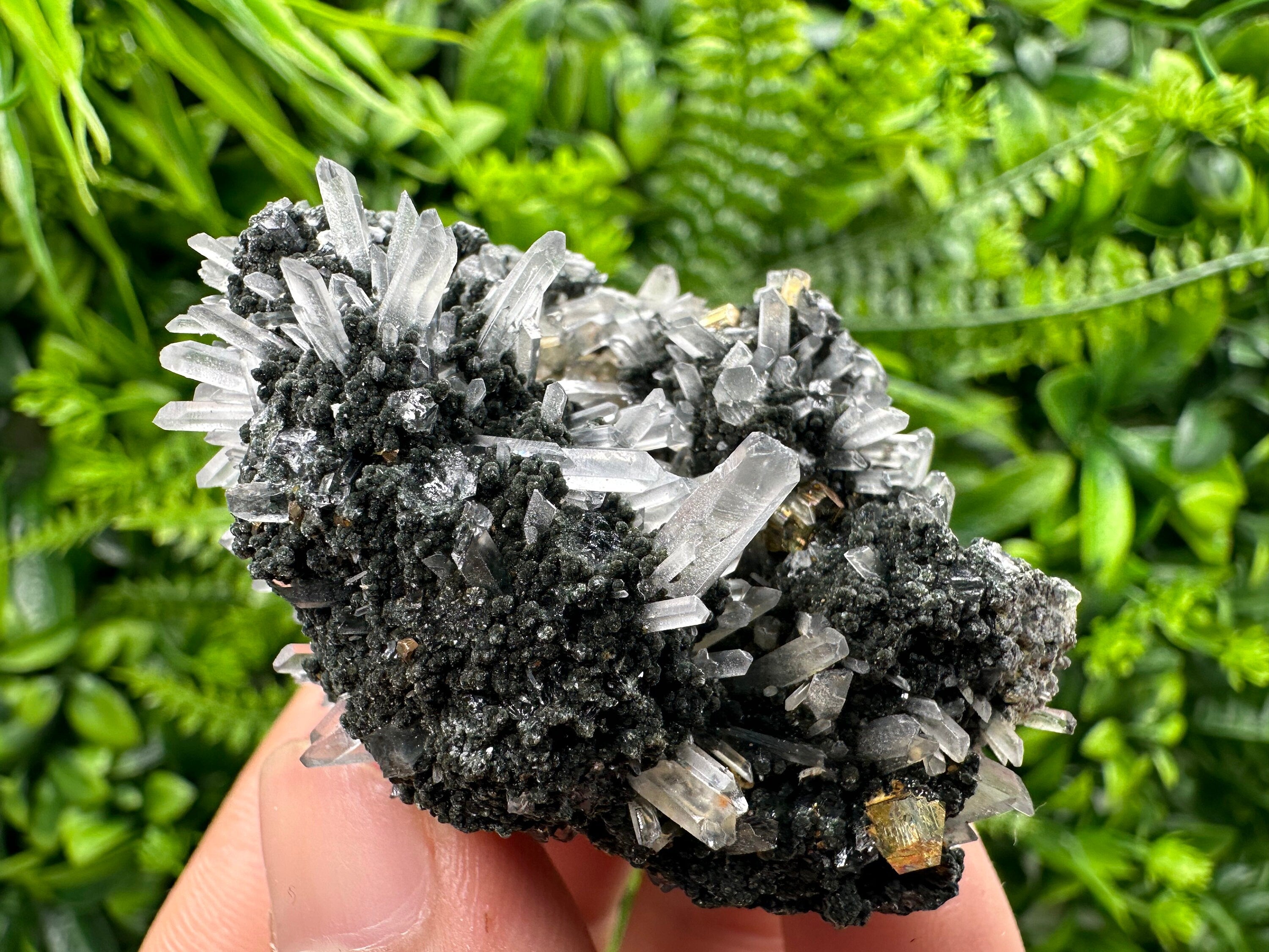 Chlorite Quartz Crystal: Iron Oxide Mineral Specimen, Borieva Bulgaria
